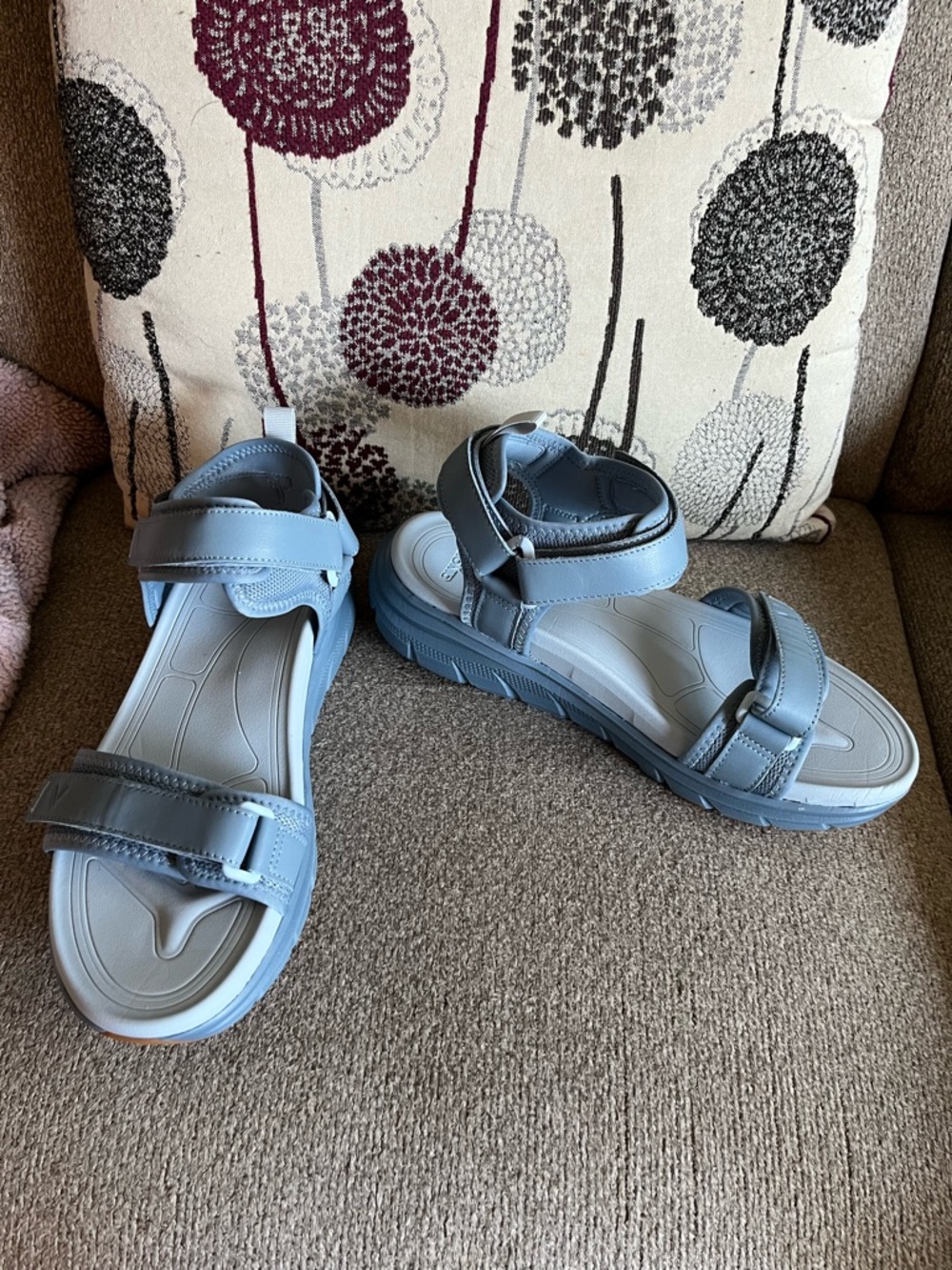 Vionic Women's Walk Max Wanderer Vintage Blue Haze Leather & Mesh Sandal Size 10